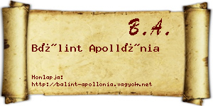 Bálint Apollónia névjegykártya